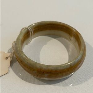 Awesome Green, Brown and Cream Onyx Bangle Bracelet